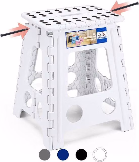 Scala pieghevole da lavoro - Gradini per raggiungere punti in alto - Impugnatura antiscivolo - Altezza 40 cm - Bianco