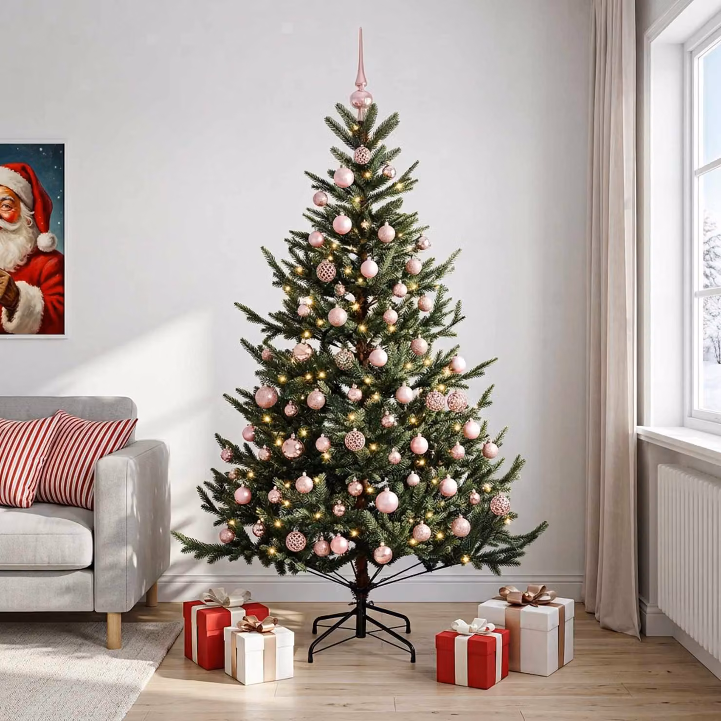 vidaXL Albero di Natale artificiale con palline 180 cm 300 LED