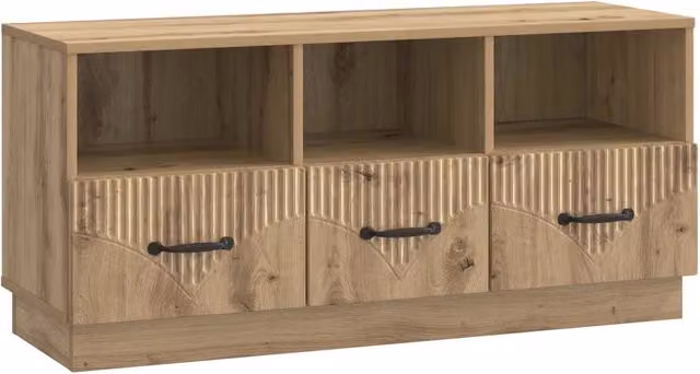 Credenza per TV Rovere Artigianale Marrone con Cassetto e Design Moderno L/P/H: 102 x 34,5 x 47 cm
