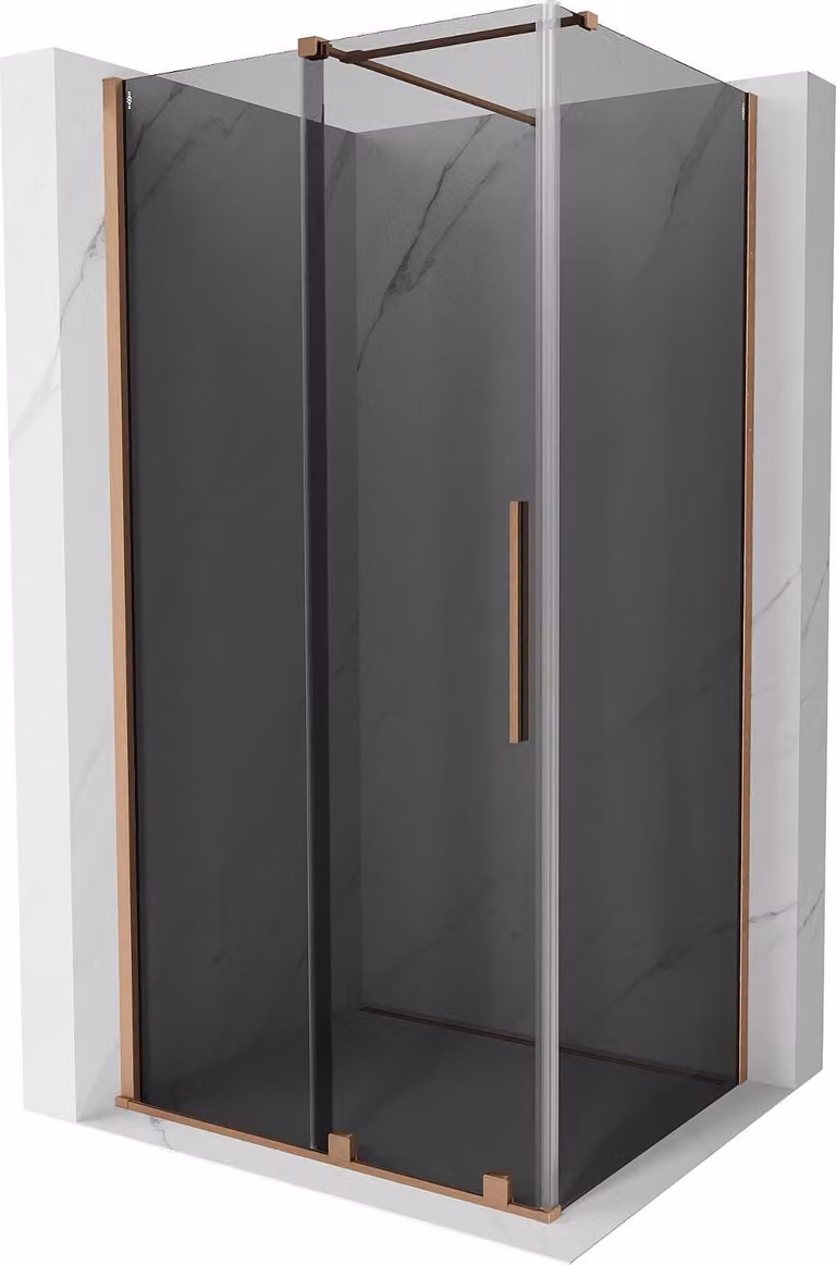 Mexen Velar cabina doccia scorrevole 90 x 100 cm, grafite, rame spazzolato - 871-090-100-41-65