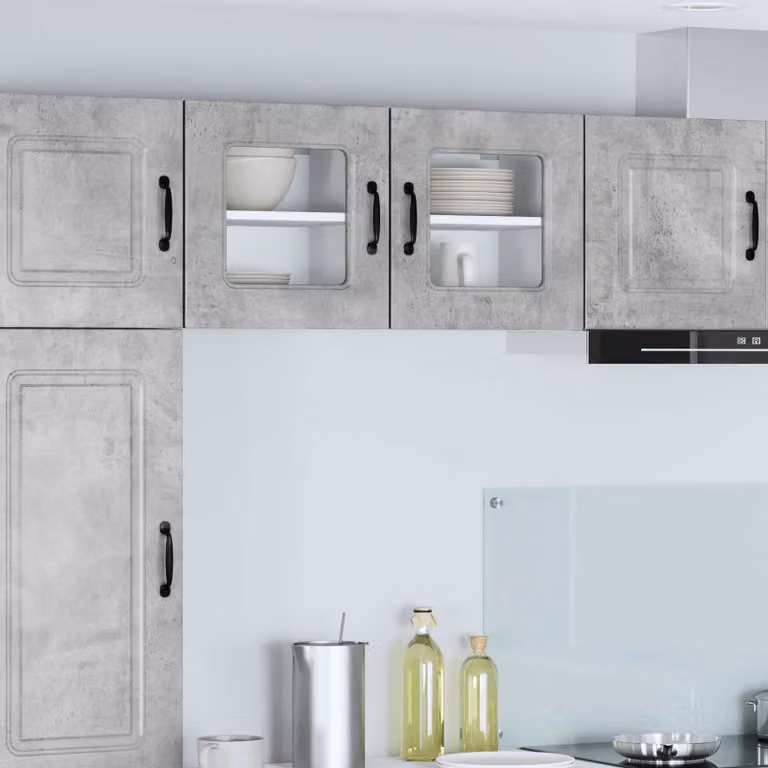 vidaXL Mobiletto da cucina Kalmar con ante in vetro, Grigio, L 40 cm x P 31 cm x H 40 cm