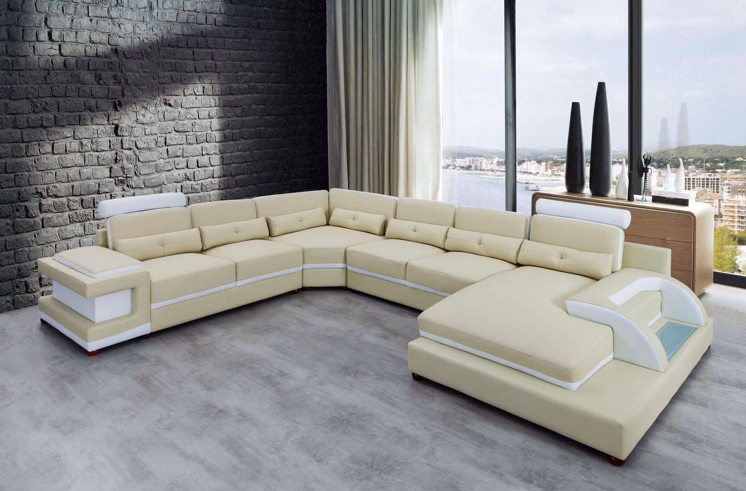 Ledersofa XXL Big Sofas Sofa Couch Couch Polster Ecksofa Wohnlandschaft Leder