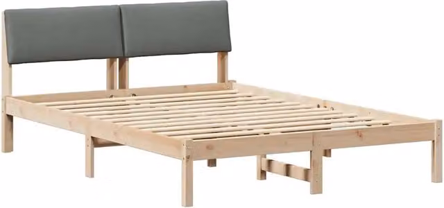 Letto matrimoniale | Letto per adulti | Struttura del Letto marrone e grigio scuro 135 x 190 cm
