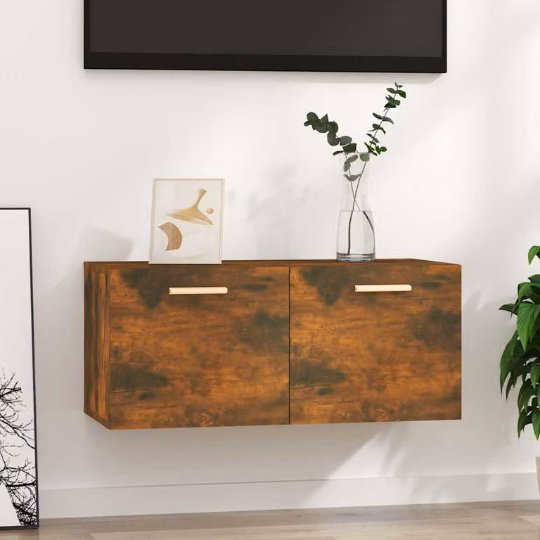 Mobile da parete vidaXL in legno Rovere Fumo, L 80 cm x P 35 cm x H 36,5 cm