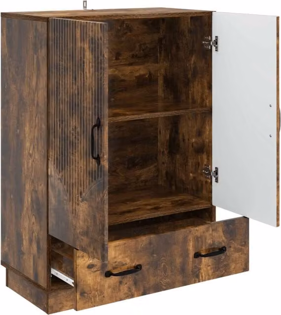 Credenza Buffet e Madia in Legno MDF Rovere Fumo, L 66 cm x P 34,5 cm x H 92 cm – 1