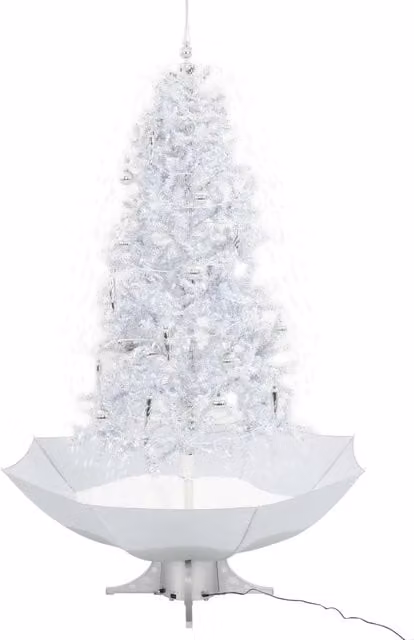 Albero di Natale con Neve e Base a Ombrellone-Decorazioni natalizie Bianco 190 cm