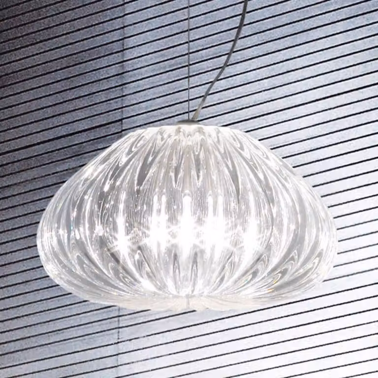 Vistosi Lampada a sospensione in vetro Diamante, dimmerabile, Chiaro / Trasparente, Soggiorno / Sala da pranzo, Vetro, Moderno, Lampada a sospensione