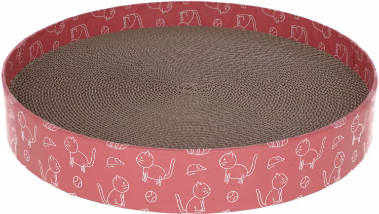 Kerbl Katzenkratzbett Circle aus Pappe (Katzenbett, pink, ¯34cm) 84441