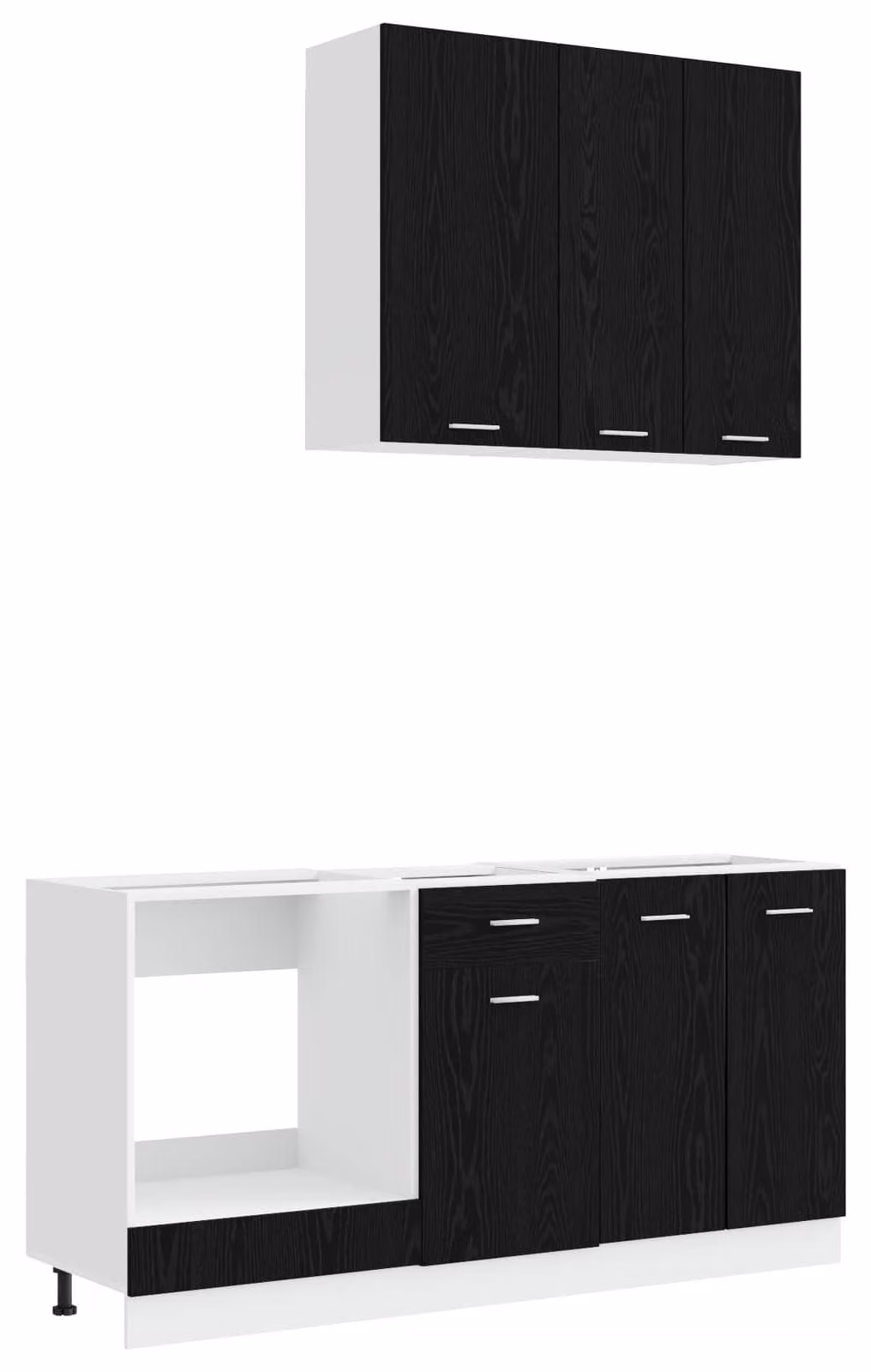 Set da cucina LYON, 5 pezzi, in legno impiallacciato di noce nera