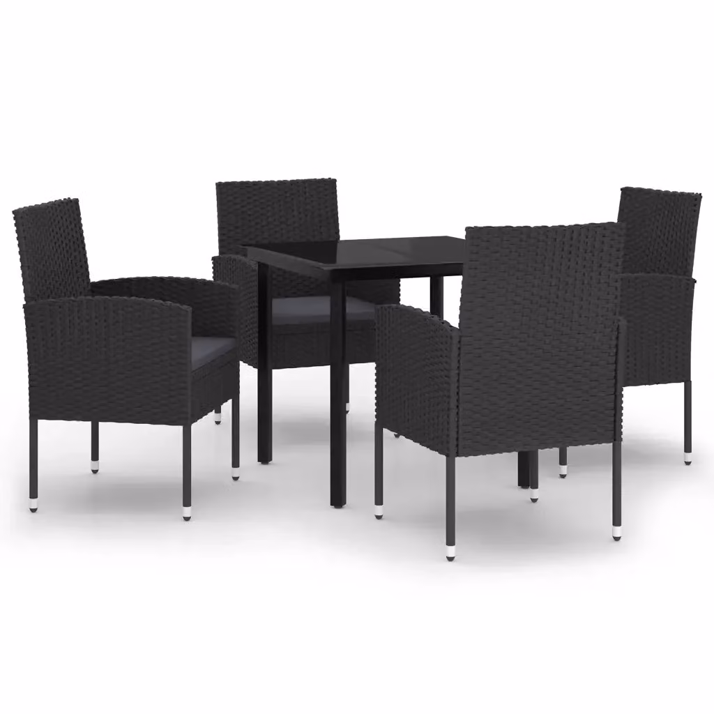 Set da pranzo da giardino moderno vidaXL in metallo e vetro, 5 pezzi, Nero e Grigio – 2