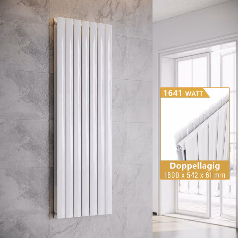SONNI - Radiatore a pannello design, a due strati, bianco, dimensioni 1600x542 mm, senza resistenza riscaldante