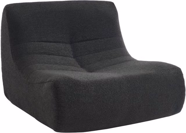 Divano modulare senza braccioli in bouclé sottovuoto e compresso, nero