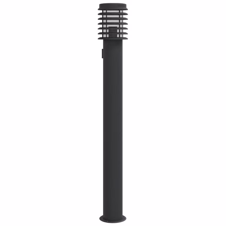 Lampade da Terra per Esterni con Presa 3 pz Nere 110 cm Acciaio