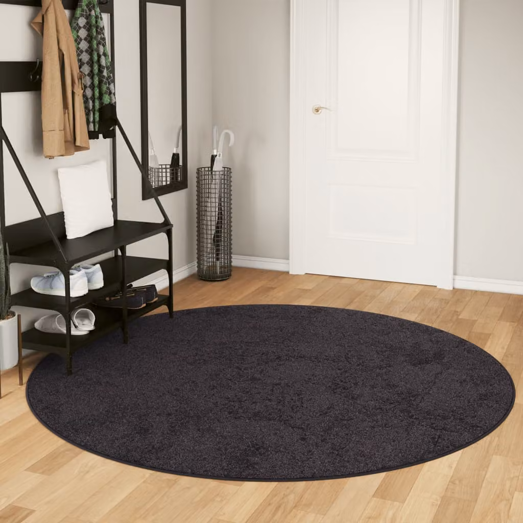 Tappeto rotondo lavabile vidaXL in poliestere, colore antracite, Ø 200 cm