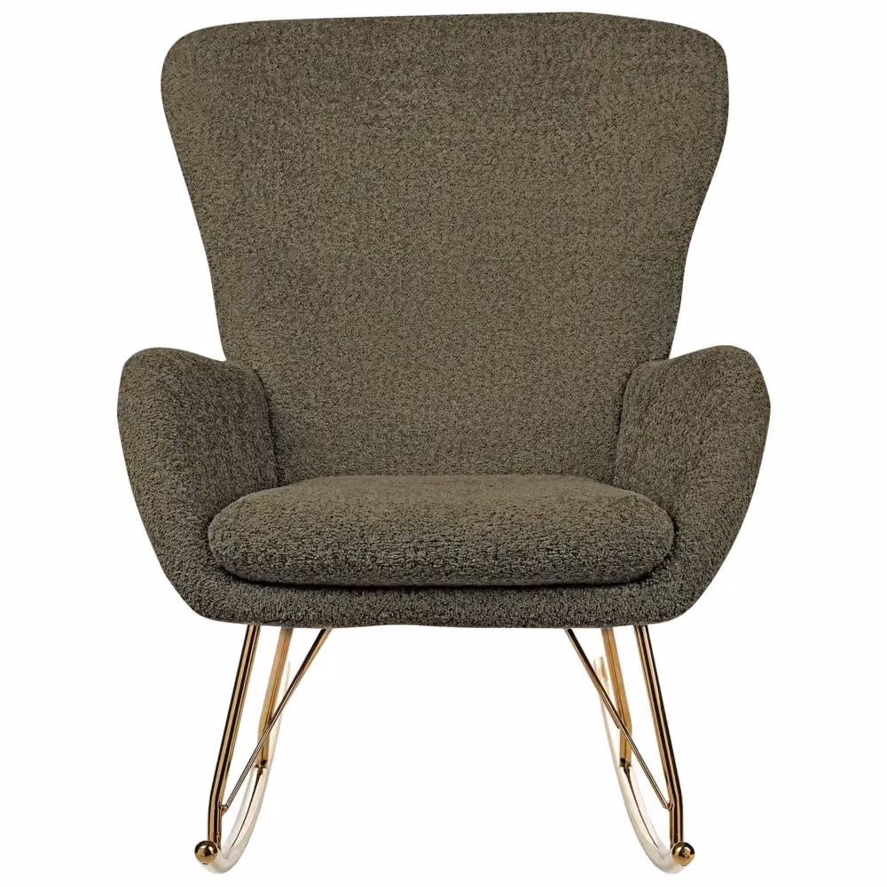 Sedia a dondolo BELIANI in tessuto bouclé verde scuro con struttura in metallo e design retrò con braccioli – 2