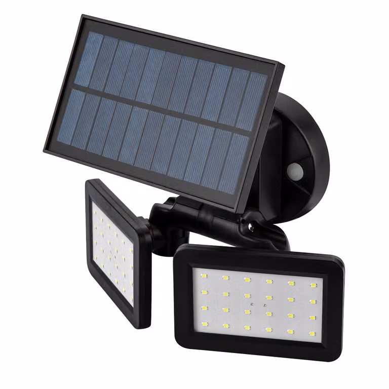 NEO TOOLS Lampada da parete solare a LED SMD, 450 lumen, 5W, plastica ABS+PC, sensore di movimento 10m, angolo 100 gradi, sensore crepuscolare, pannello solare, IP65, batteria agli ioni di litio 3,7V 3000mAh, 6000 K