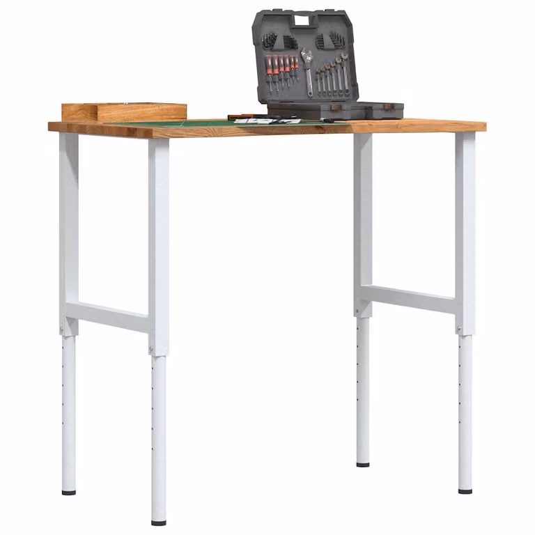vidaXL Banco Lavoro in Legno di Rovere e Metallo, Marrone e Grigio, L 100 cm x P 60 cm x H 71,5-98 cm