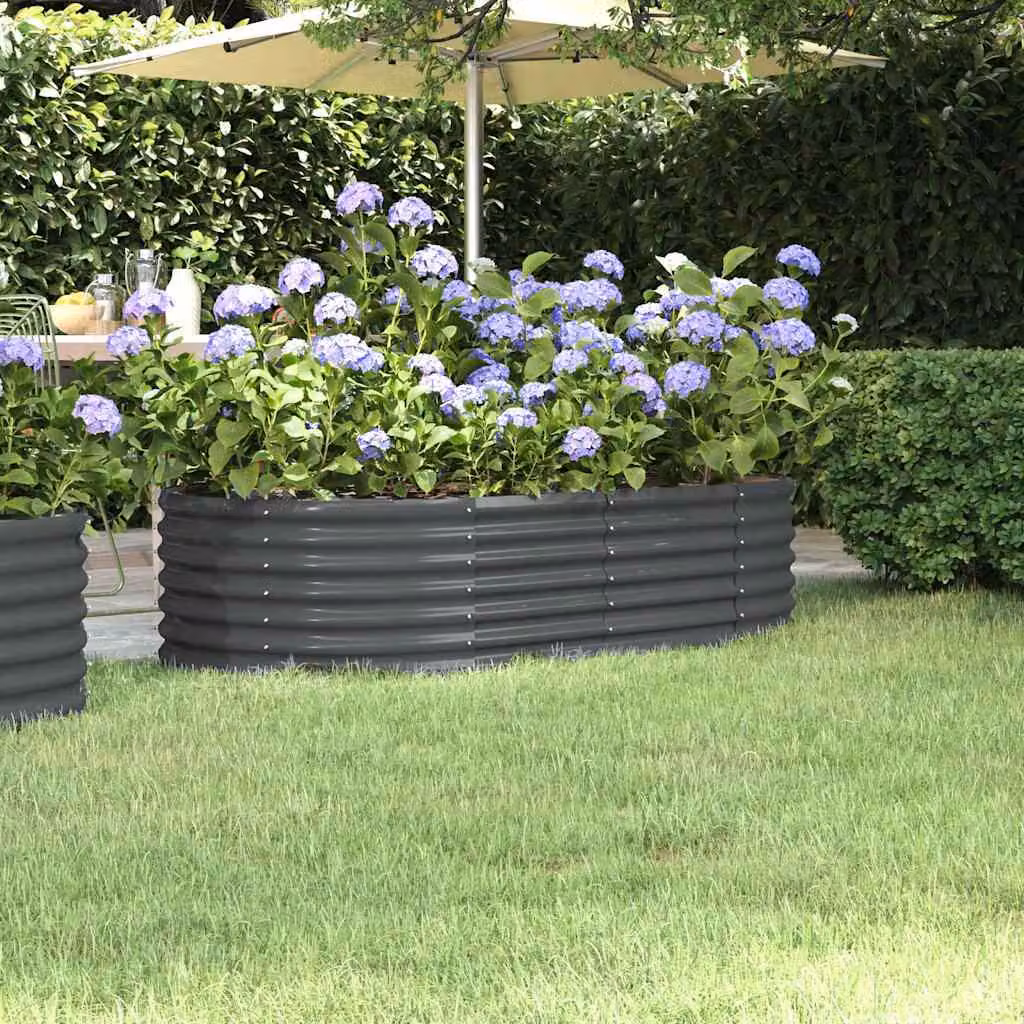Letto da giardino rialzato vidaXL in acciaio zincato, colore antracite, L: 152 cm, P: 80 cm, H: 36 cm