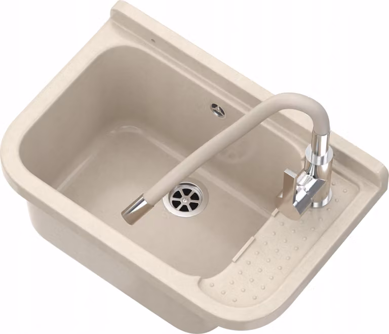 Granitan - Lavabo - Lavello - 50x34 cm - Beige - resistente agli agenti chimici - per officina e garage