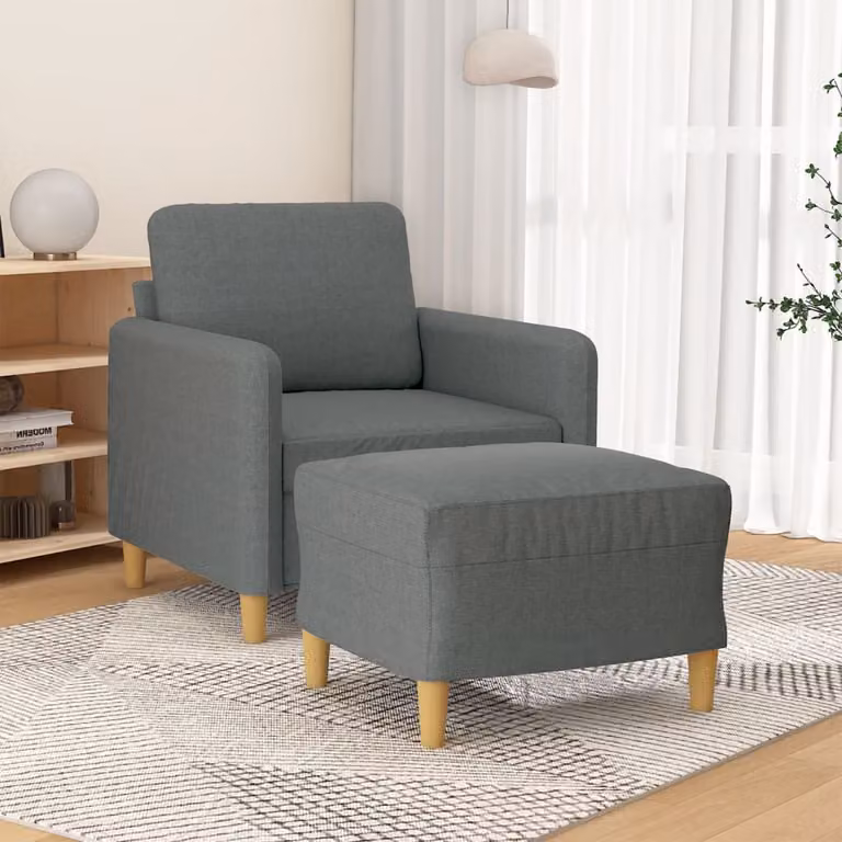 vidaXL Poltrona Relax con Poggiapiedi Grigia in Tessuto e Struttura in Metallo e MDF