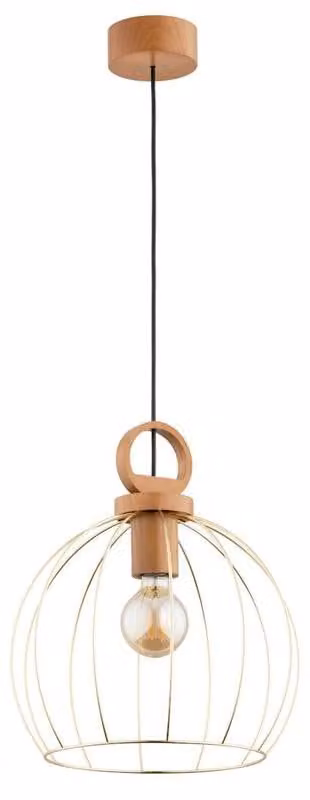 Lampada a sospensione AVATAR in legno chiaro e oro, 1xE27x15W, legno, dimensioni: 90x34x34 cm, IP20, Alfa