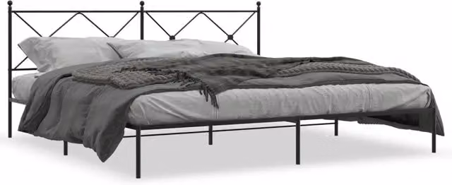 Letto matrimoniale con testiera in metallo nero opaco DESIGN IN L/P/H: 200 x 200 x 90,5 cm – 1