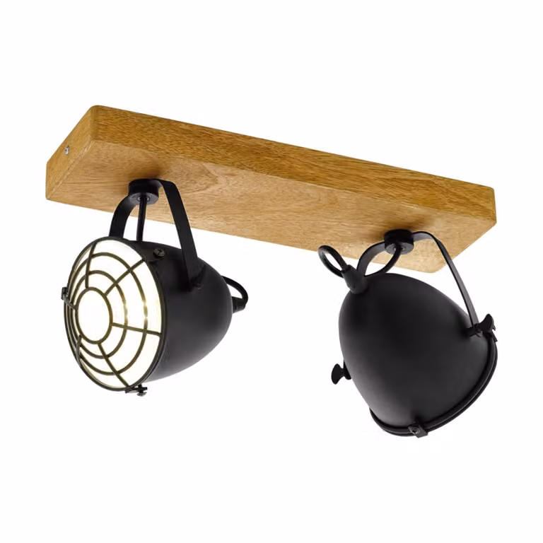 EGLO Spotlight Gatebeck 2 lampade acciaio e legno nero