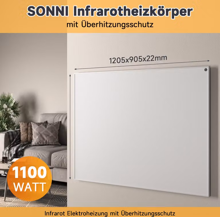 SONNI 1205x905mm riscaldatore a infrarossi 1100W bianco radiatori riscaldatori a infrarossi elettrici pannello di riscaldamento a parete riscaldatore radiatore termostato 5 strati di riscaldamento