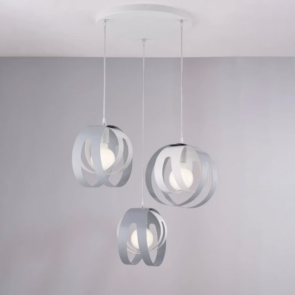 Lampada a sospensione Tobias Grau con 3 luci in metallo bianco e grigio con altezza regolabile – 2