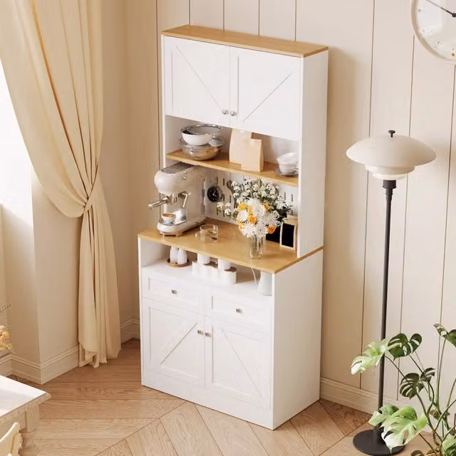 Credenza con 4 Ante e 2 Cassetti ¨C Xylo ¨C Bianco con Maniglie Argento