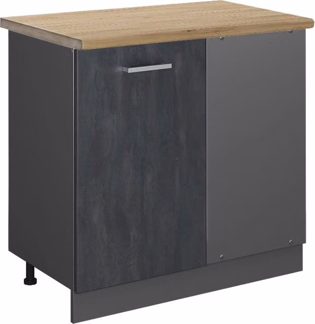 Mobile ad angolo cucina R-Line Calce nera/Antracite 86 cm PL Rovere Vicco