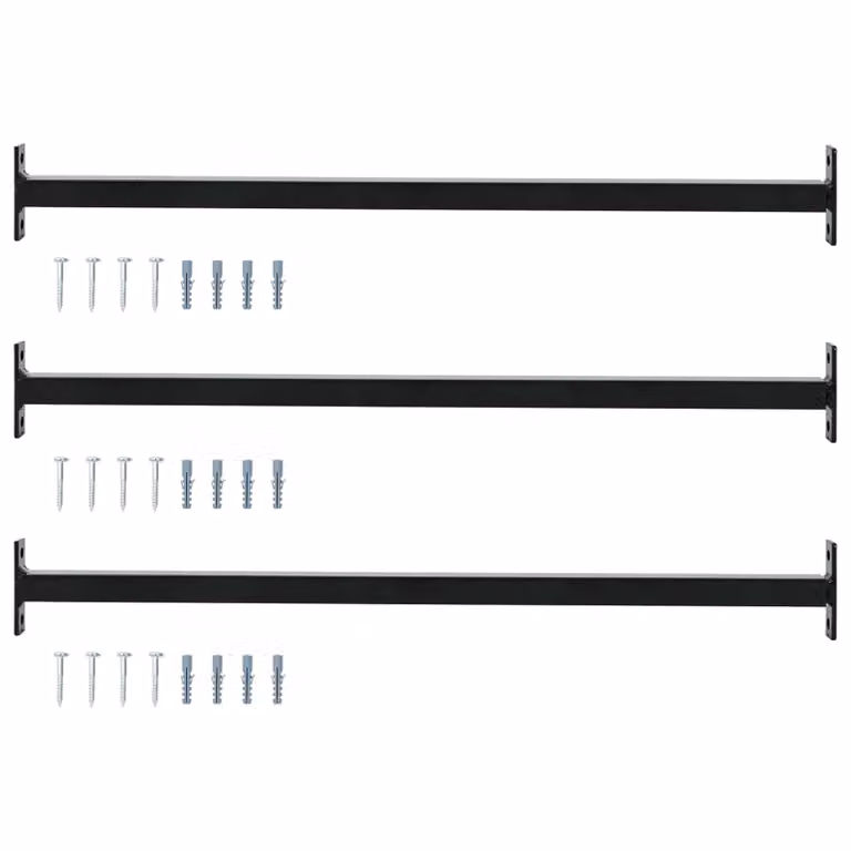 Set di 3 barre di sicurezza regolabili per finestra vidaXL in acciaio, colore nero, lunghezza: 71 - 120 cm