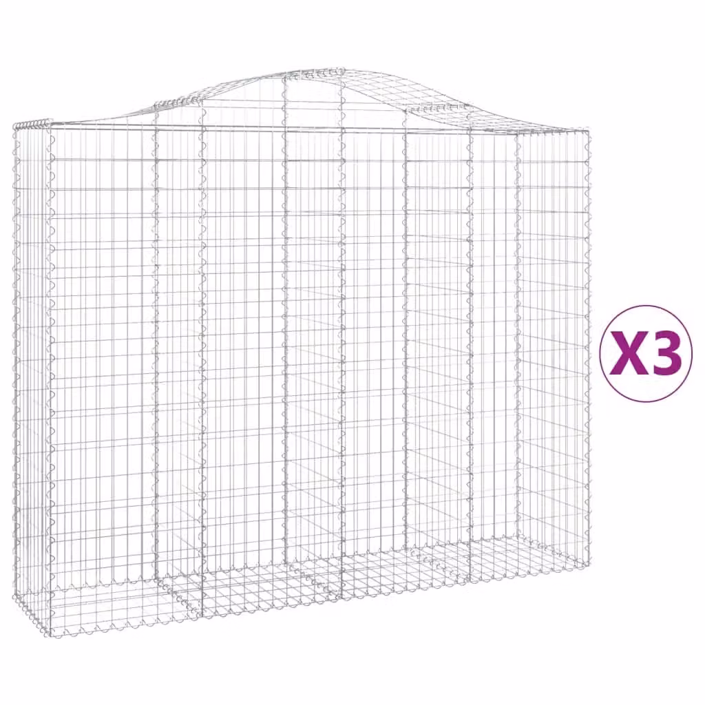 Cesti Gabbioni ad Arco 3 pz 200x50x160/180 cm Ferro Zincato