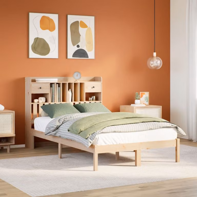 vidaXL Letto Libreria in Legno di Pino Rustico Marrone L: 141 cm, P: 110 cm, H: 218,5 cm