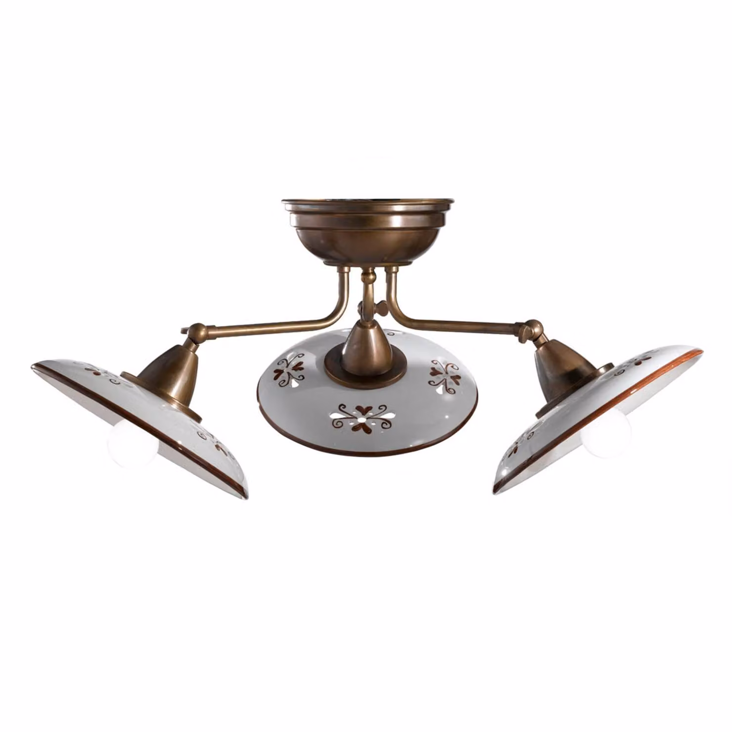 Cremasco Plafoniera soffitto Bassano, dimmerabile, Bronzo / Ottone antico, Soggiorno / Sala da pranzo, Ottone, Campagna / Rustiche, Plafoniera