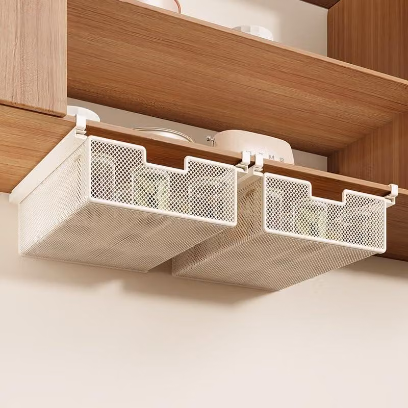 Set di 2 cassetti estraibili da appendere, dimensioni 38x35x12 cm, colore bianco