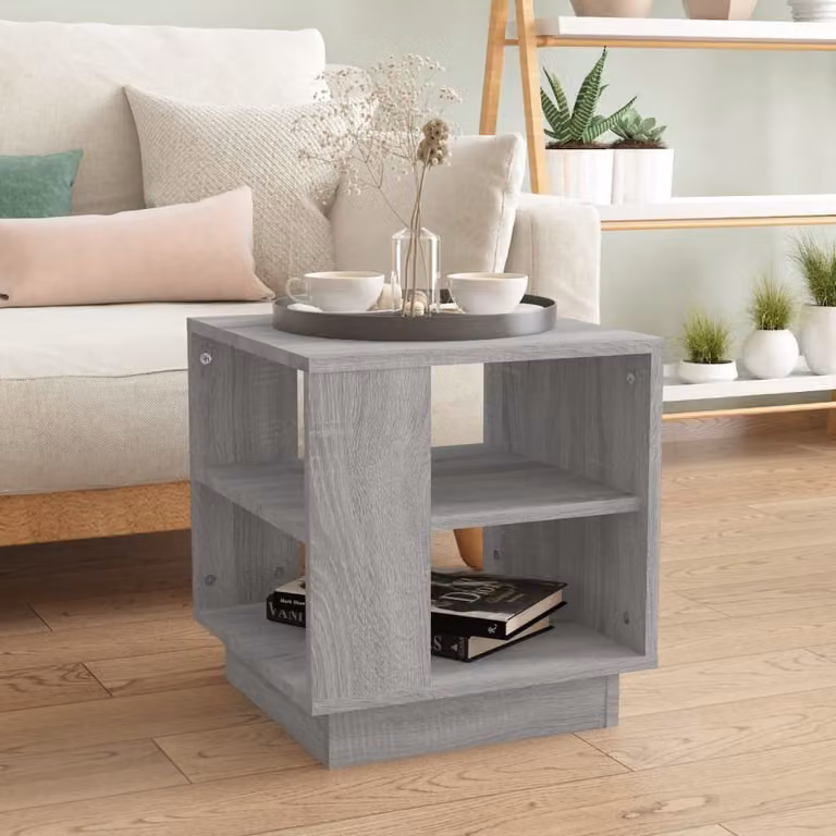 The Living Store Tavolino Grigio Sonoma 40x40x43 cm Materiale a base di legno