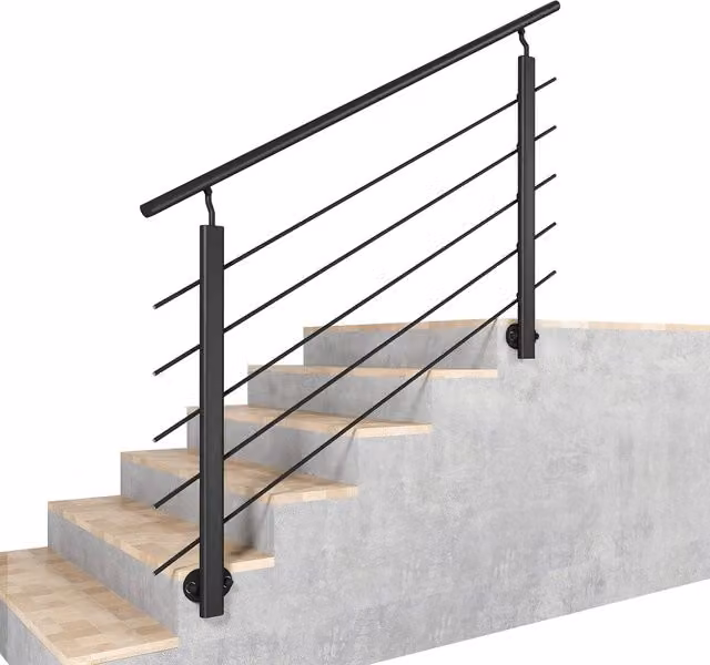 Kit ringhiera in alluminio AICA con corrimano per scala, montaggio a parete, nero opaco, L: 150 cm