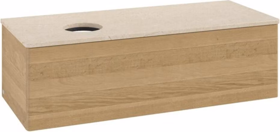 Mobiletto V&B senza struttura frontale, con illuminazione Antao 120x36x50cm, WBP colore botti., rovere miele