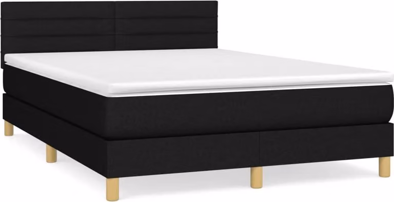 Giroletto a Molle con Materasso Nero 140x200 cm in Tessuto