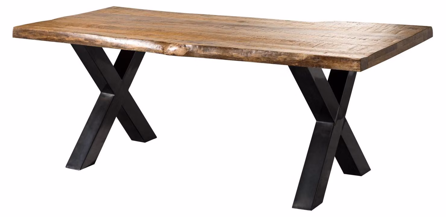 MASSIVMOEBEL24 | FREEFORM 5 tavolo da pranzo in legno di mango - verniciato natur / gambe in ferro X antracite lucido 220x100