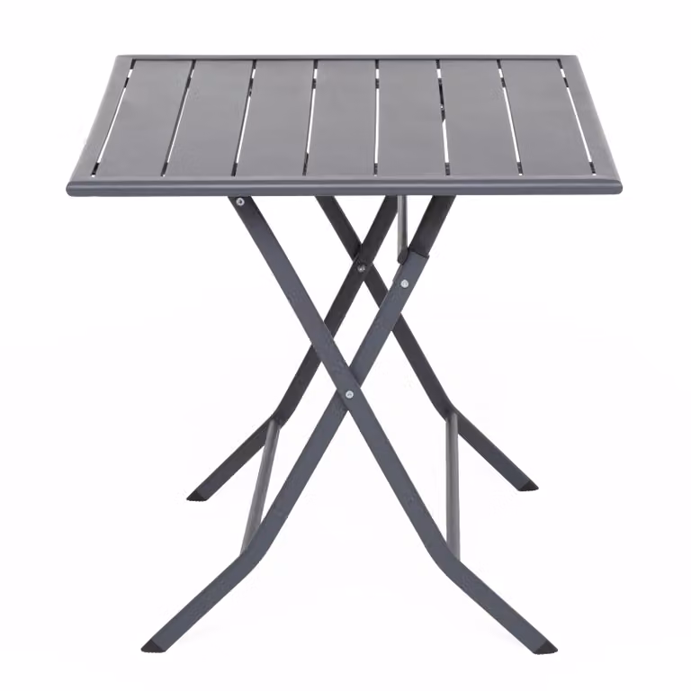Vestiamo Casa Giardino Tavolo da giardino pieghevole quadrato in acciaio grigio L: 60 cm, P: 60 cm, H: 71 cm