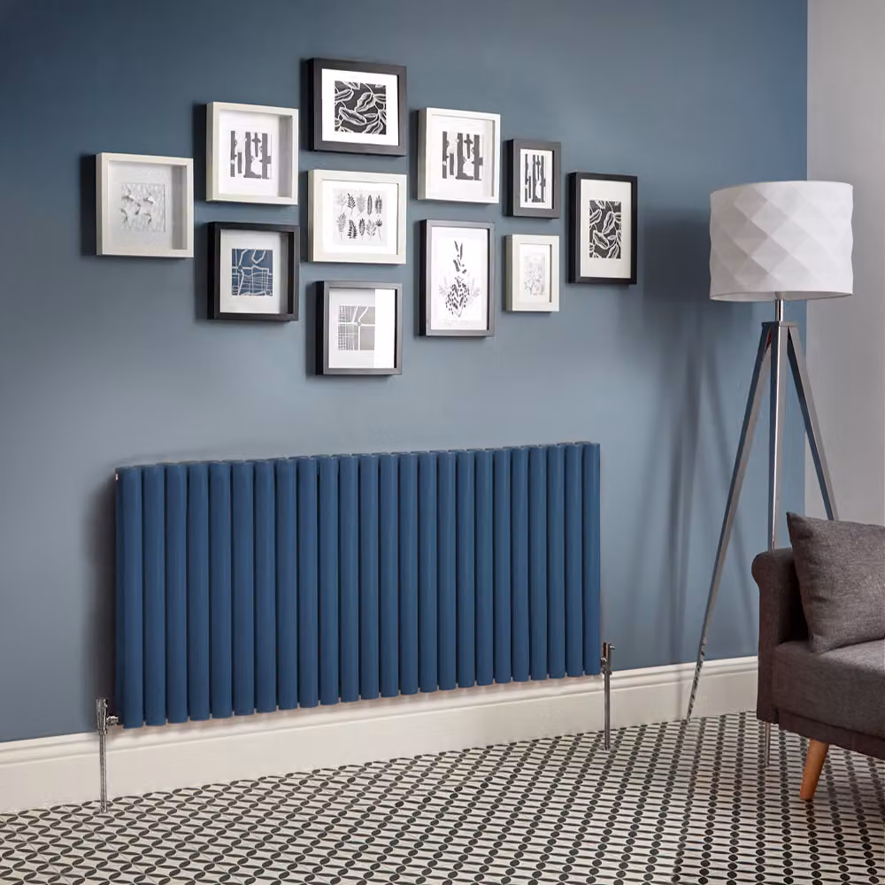 Radiatore di Design Orizzontale  Blu (Deep Sea Blu) -  635mm x 1416mm  - Pannello Doppio  - Revive