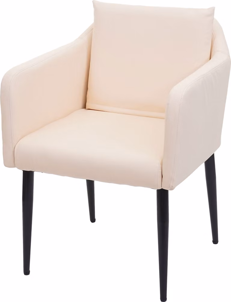 Sedia da pranzo HWC-H93, sedia da cucina poltrona sedia ~ Pelle finta crema-beige