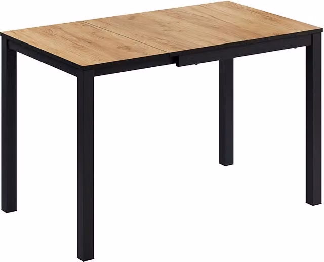 Tavolo da pranzo allungabile Vicco Granny in rovere e antracite, rettangolare con piano in legno e struttura in metallo, L: 80-120 cm x P: 70 cm x H: 76 cm