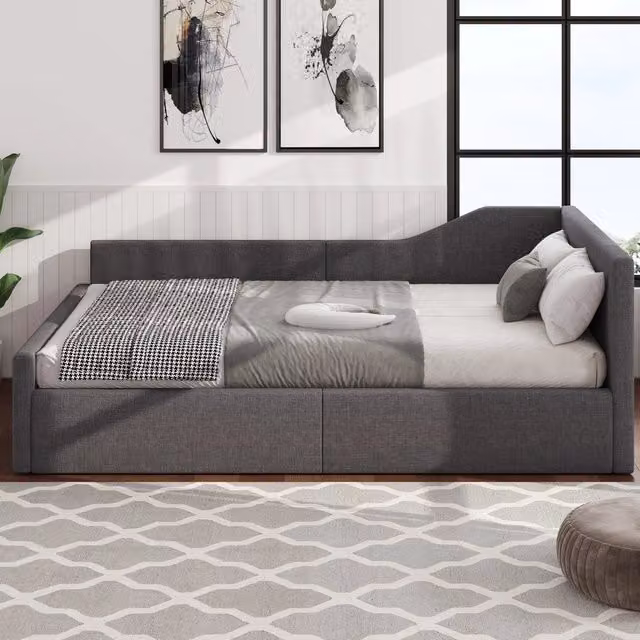 Letto Imbottito con Contenitore REDOM Grigio L/P/H: 140 x 200 x 77 cm – 1