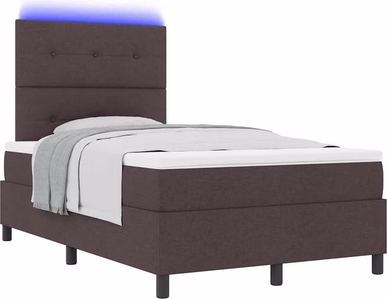 Letto a molle con testiera marrone scuro 120 x 200 cm in tessuto