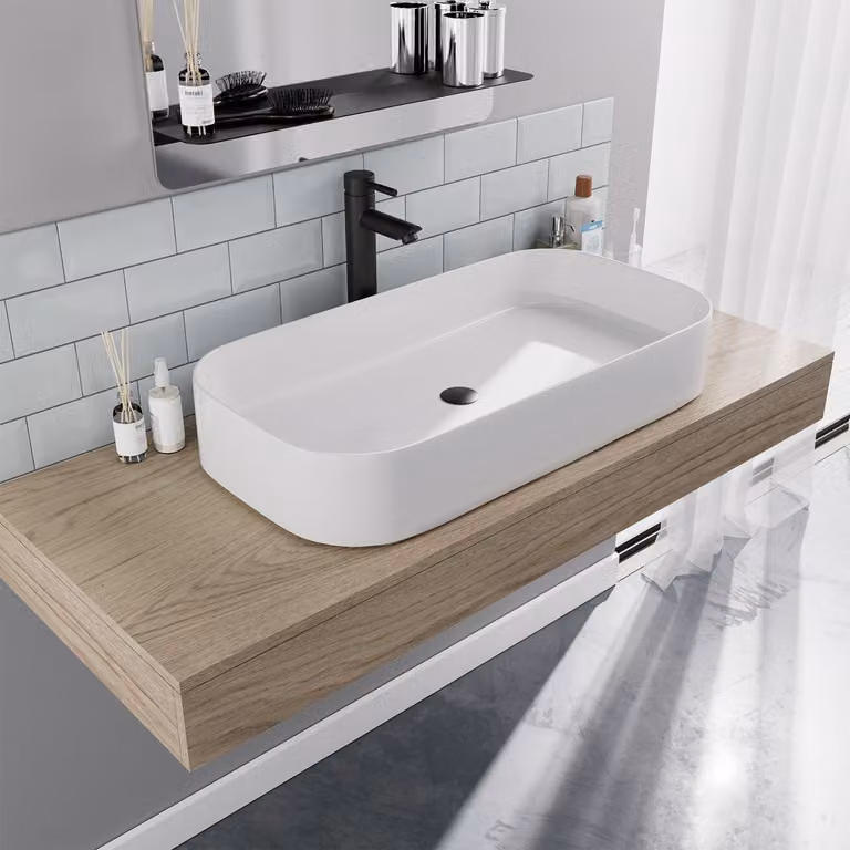 Lavabo appoggio L.75 x H.13 x P.39 cm bianco opaco SERENA