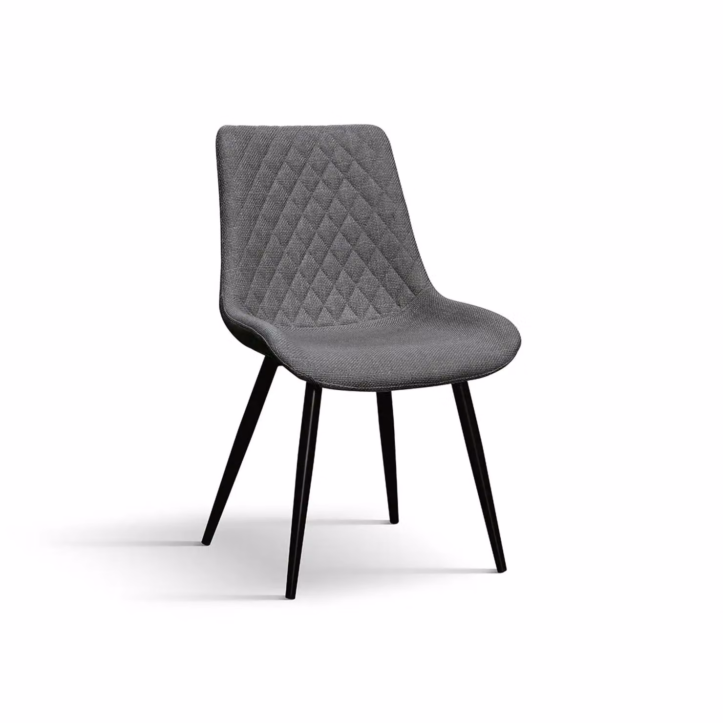 Set di 4 sedie VIENNA in tessuto grigio e gambe in metallo nero