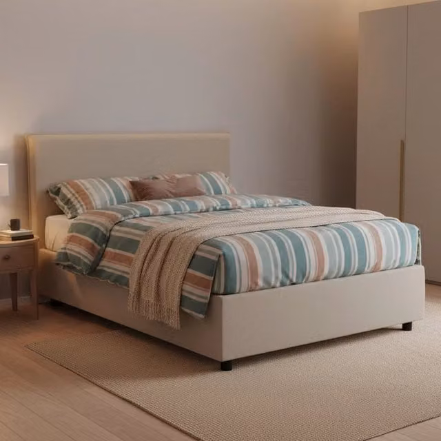 Letto Piazza e Mezza con Materasso Incluso Talamo Italia, Grigio Tortora, L/P/H: 120 x 200 x 35 cm